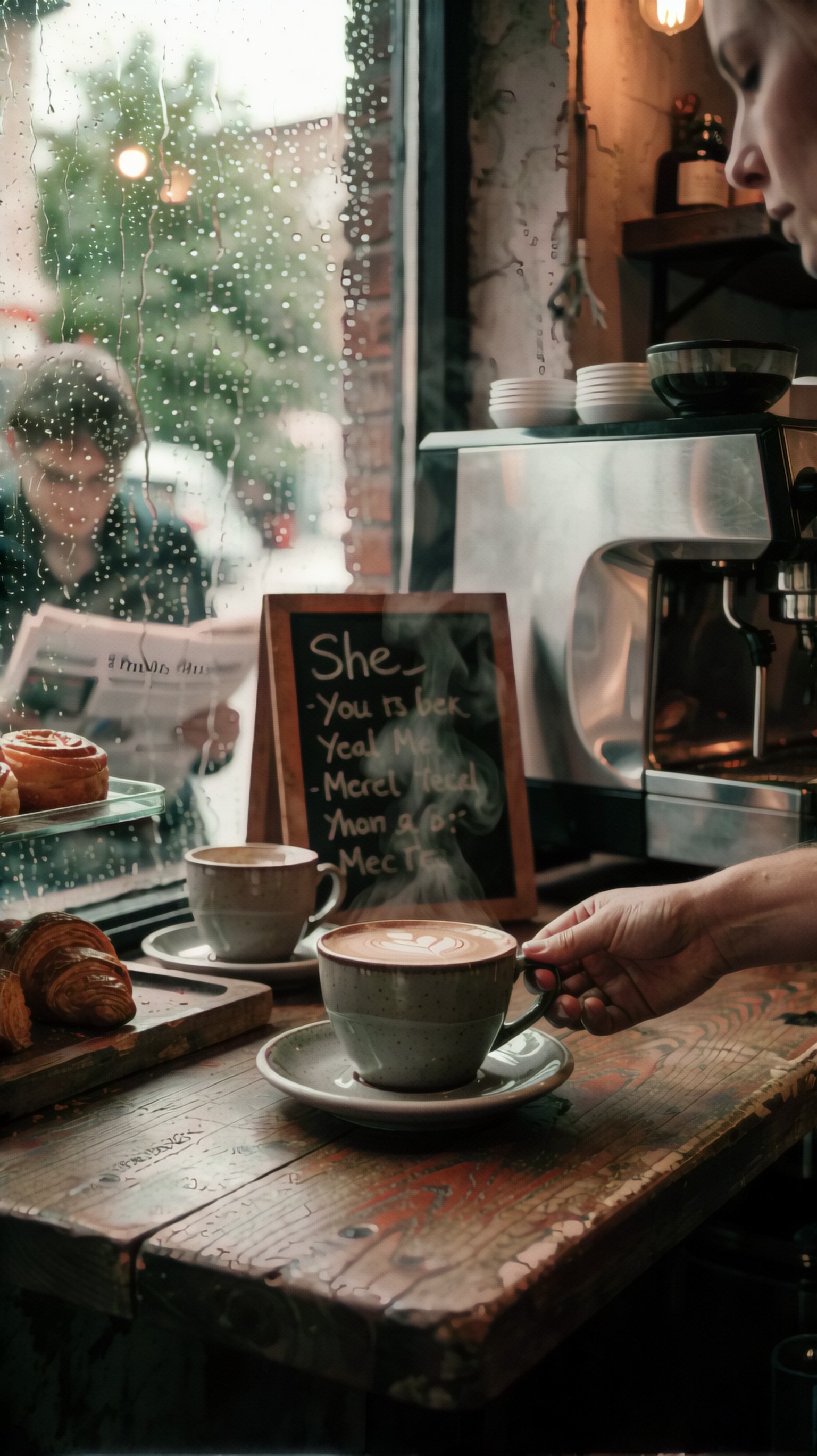 Cinematic café documentary scene