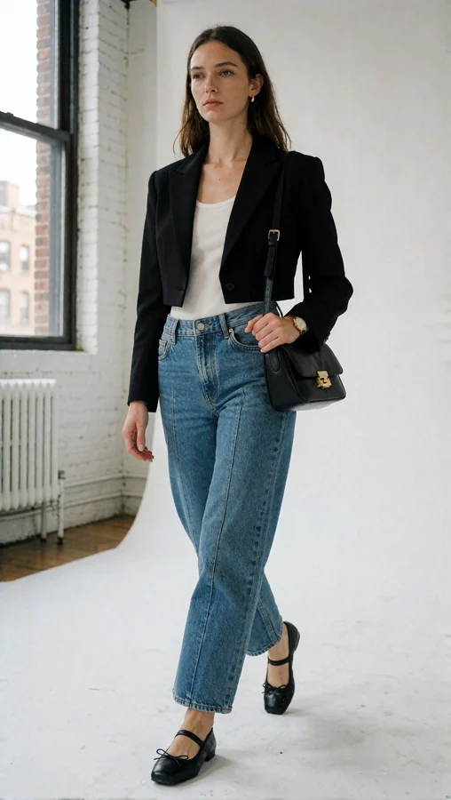 Cropped Blazer In Industrial Loft