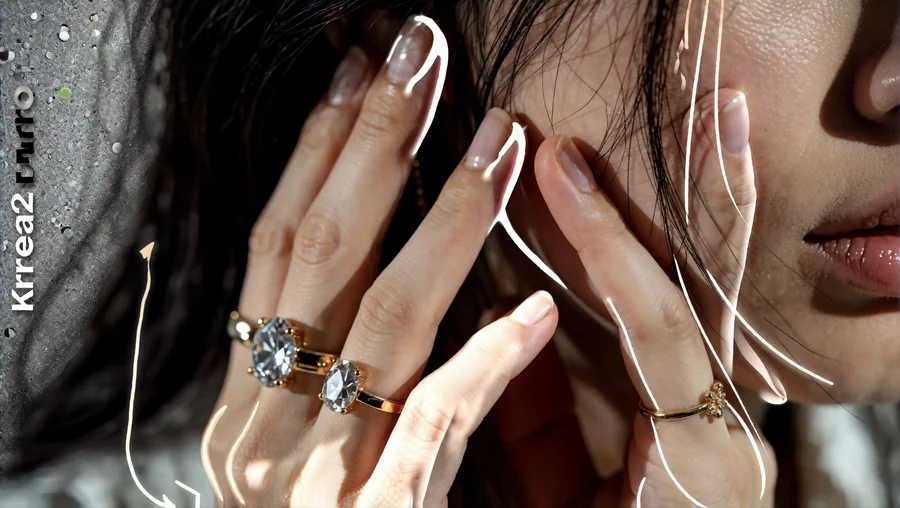 Woman With Gold Diamond Rings Under Warm Light