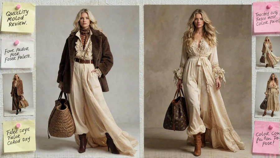 Dual Blonde Models With Shearling And Lace