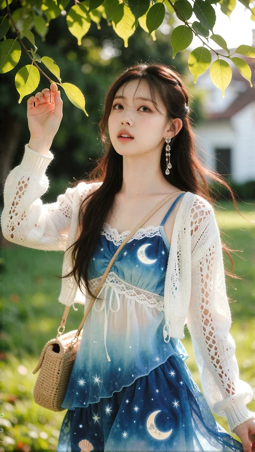 Yuna In Blue Moon And Star Dress