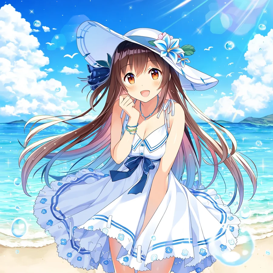 Fashion Dress Beach White Blue