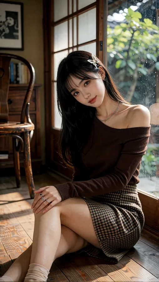 Cozy Window Seat with Brown Outfit