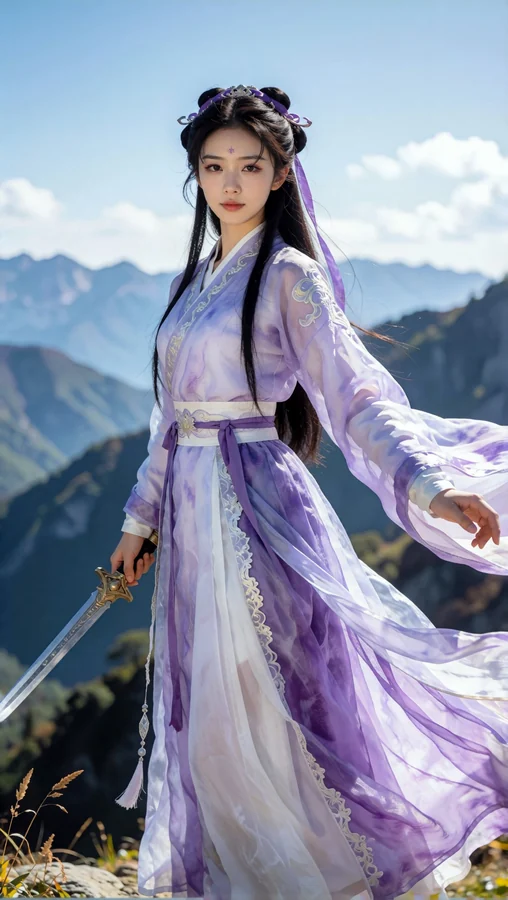 Purple Robe Warrior on Mountain Peak