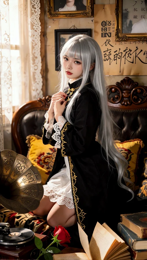 Silver Haired Girl In Vintage Room