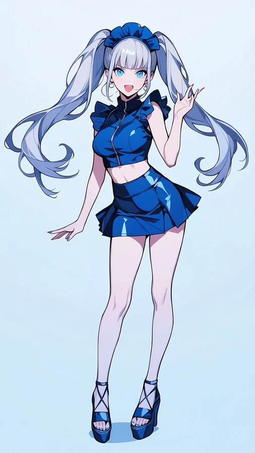 Fashion Studio Blue Young Anime-Style Girl