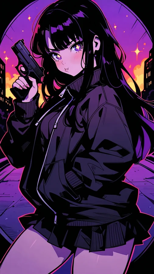 sakuga anime knight purple hair sparkling eyes