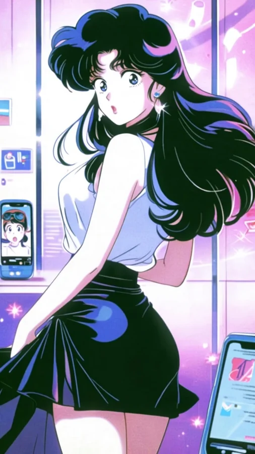 90s melancholy retro Anima Base anime illustration