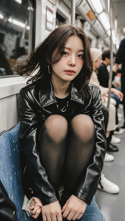 Leather Jacket On Subway Seat