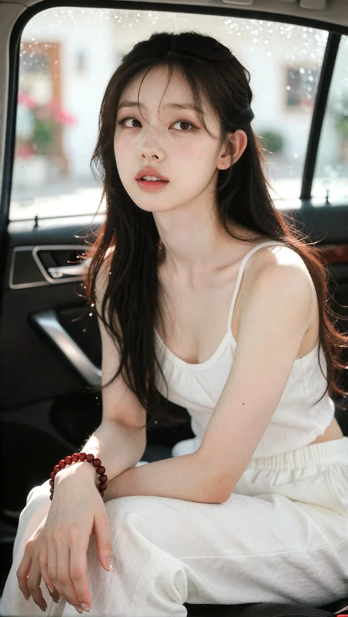 White Outfit Inside Car Seat