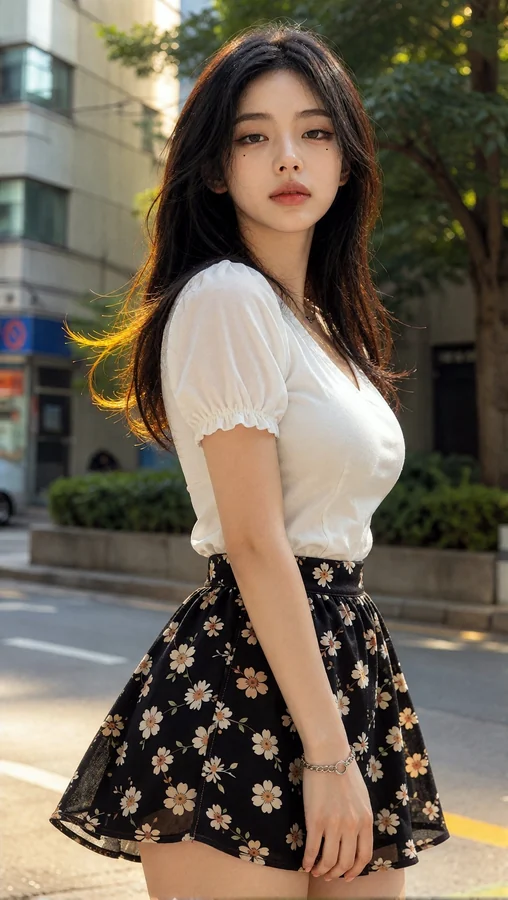 Street Style Floral Skirt Look
