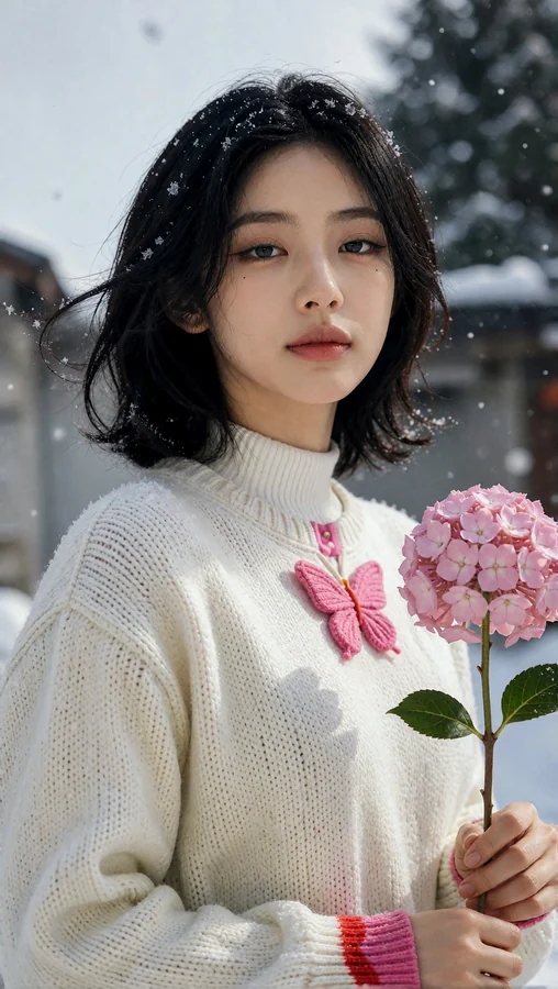 Winter Bloom with Soft Pink Flower