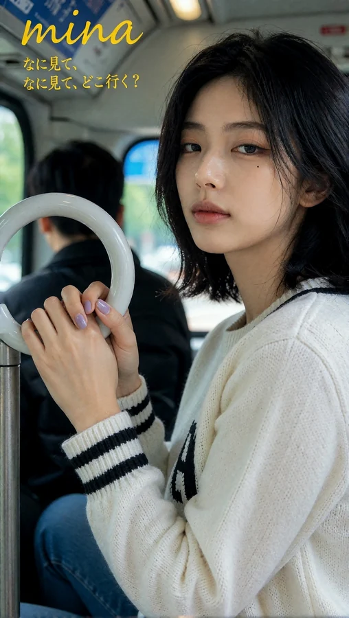 Young Woman on Public Transit Ride