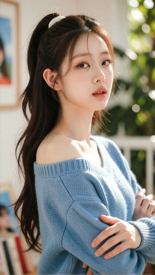 Soft Blue Knit and Sunlit Serenity