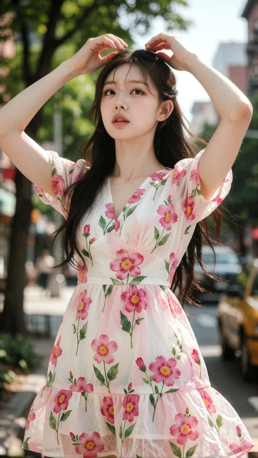 Pink Floral Dress Under Sunlight