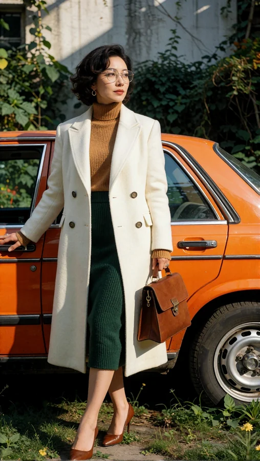 Elegant Woman by Vintage Car