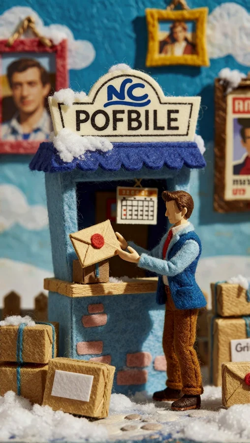 Winter Mail Stop Scene with Figure