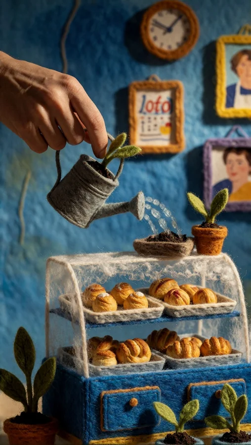 Felt Garden with Baked Goods Display