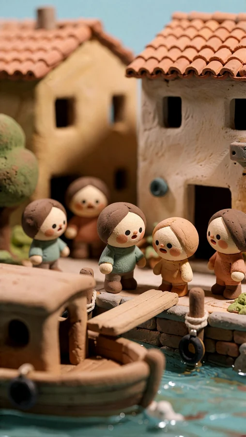 Clay Figures by Riverbank Houses