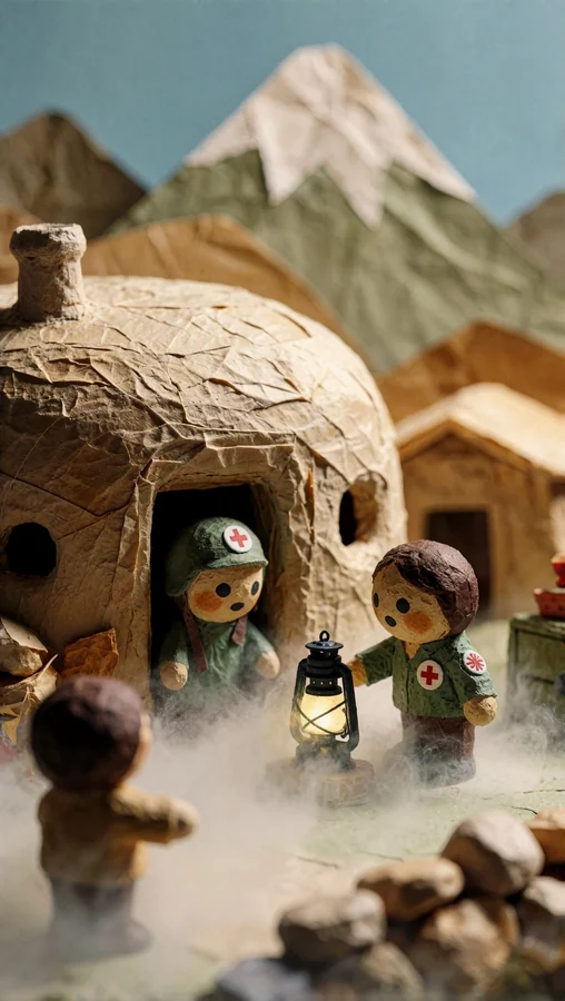 Paper Soldiers in Mountain Campfire Light
