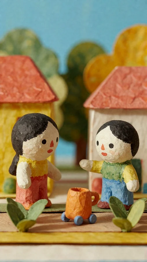Paper Dolls Share a Cupped Moment