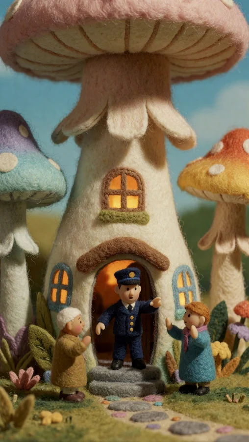 Mushroom House with Friendly Visitors