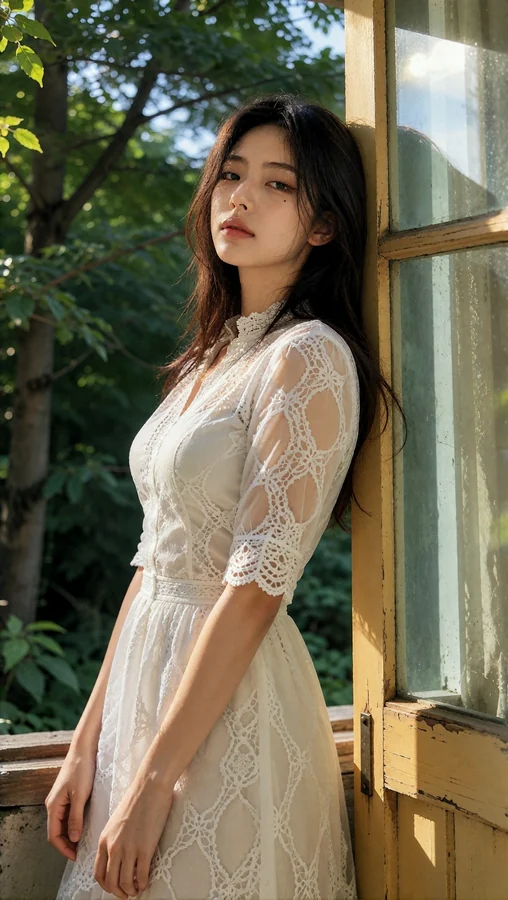 Lace Dress by Sunlit Window