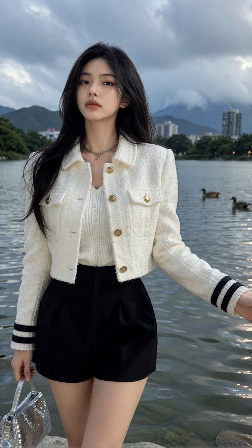 Coastal Chic with Tweed Jacket