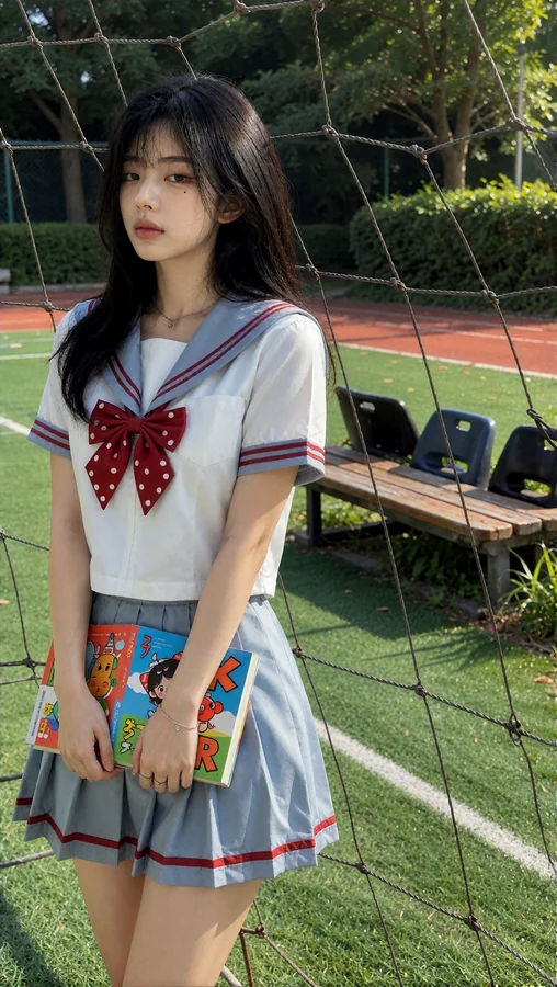Girl In Sailor Uniform On Field