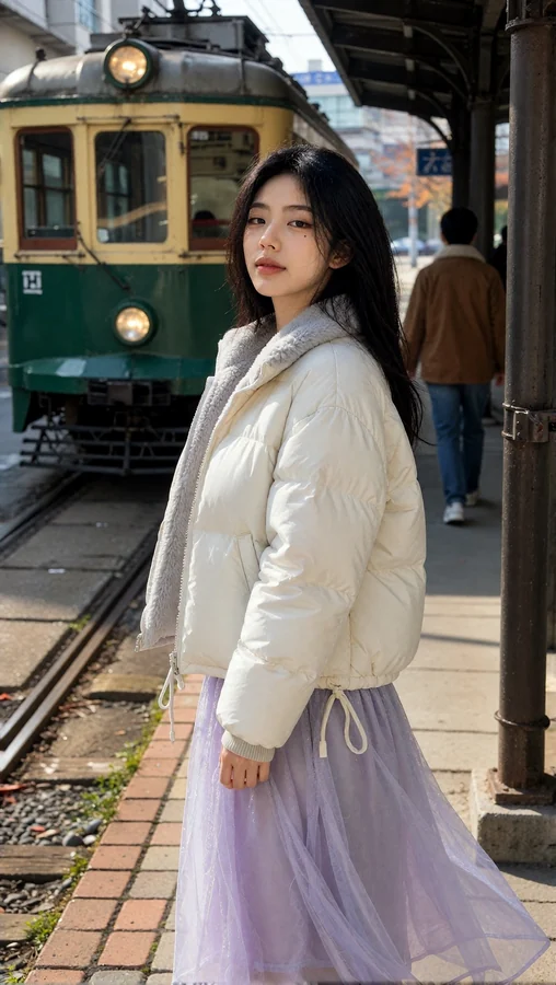 Purple Skirt Girl by Vintage Tram Station