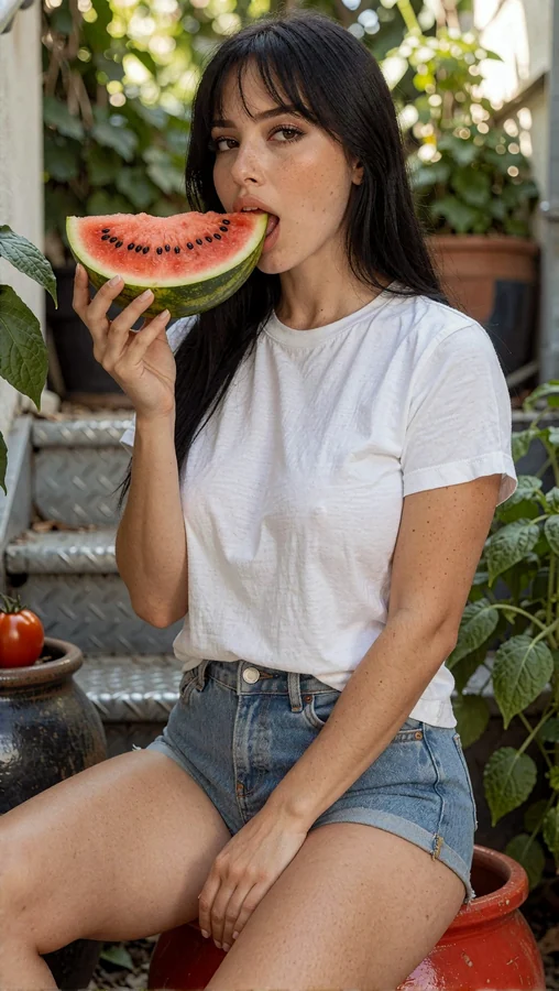 Watermelon Sip in Garden Light