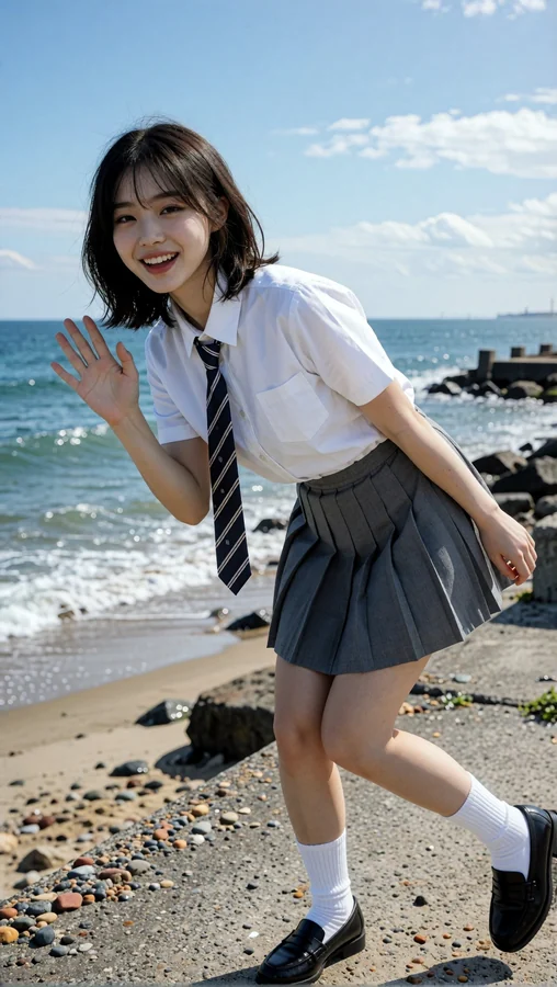 Student Waves by the Sea